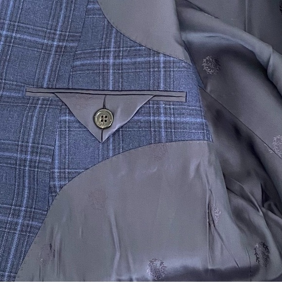 Ralph Lauren Men's Navy Windowpane Wool Blend Blazer Jacket 46R Business Casual - Picture 10 of 16